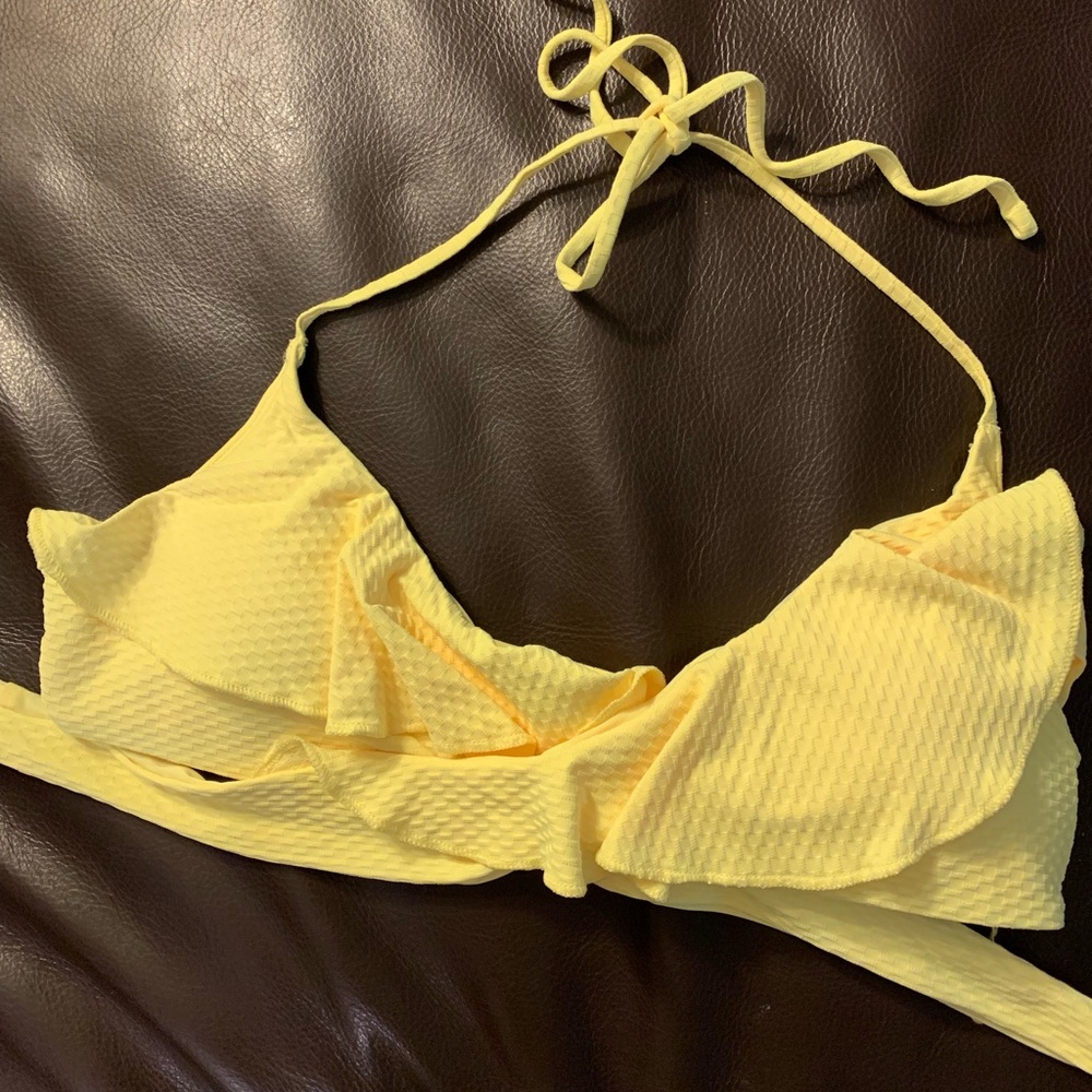 Aerie Bright Yellow Pique Wraparound Bikini top